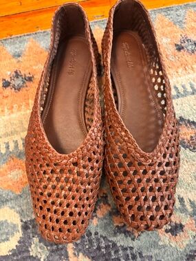 Madewell “Mylie”Size 8 Woman’s Woven Leather Ballet Flats in Cognac